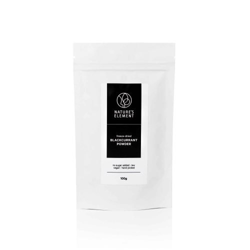 Premium Freeze-Dried Blackcurrant Powder 100g – 100% Natural & Antioxidant-Rich A pouch of freeze-dried blackcurrant powder (100g), featuring its deep purple colour and fine texture—ideal for smoothies, baking, and natural food colouring.