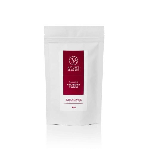 Premium Freeze-Dried Cranberry Powder 100g – 100% Natural & Antioxidant-Rich A pouch of freeze-dried cranberry powder (100g), showcasing its vibrant red colour and fine texture—perfect for smoothies, baking, and immune-boosting recipes.