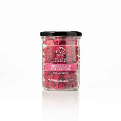 Freeze-Dried Raspberries – Premium Quality & Nutrient-Rich Close-up of premium freeze-dried raspberries, showcasing their vibrant red colour and crispy texture, ideal for healthy snacking and culinary use.