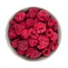 Premium Freeze-Dried Raspberry Powder 100g – 100% Natural & Antioxidant-Rich Close-up of premium freeze-dried raspberries, showcasing their vibrant red colour and crispy texture, ideal for healthy snacking and culinary use.