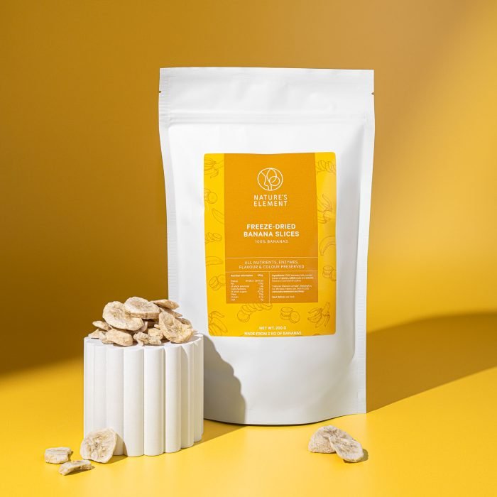 Freeze-Dried Banana Slices | Natures Element (Front Pack) Freeze-dried banana slices – Natures Element front pack