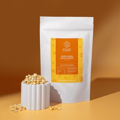 Freeze-Dried Peach Cubes | Natures Element (Front Pack) Freeze-dried peach cubes – Natures Element front pack