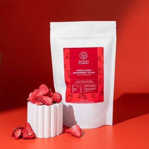 Freeze-Dried Strawberries | Natures Element (Front Pack) Freeze-dried strawberry slices – Natures Element front pack
