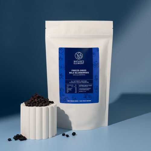 Freeze-Dried Wild Blueberries (Whole) | Natures Element (Front Pack) Wild freeze-dried blueberries – Natures Element front pack